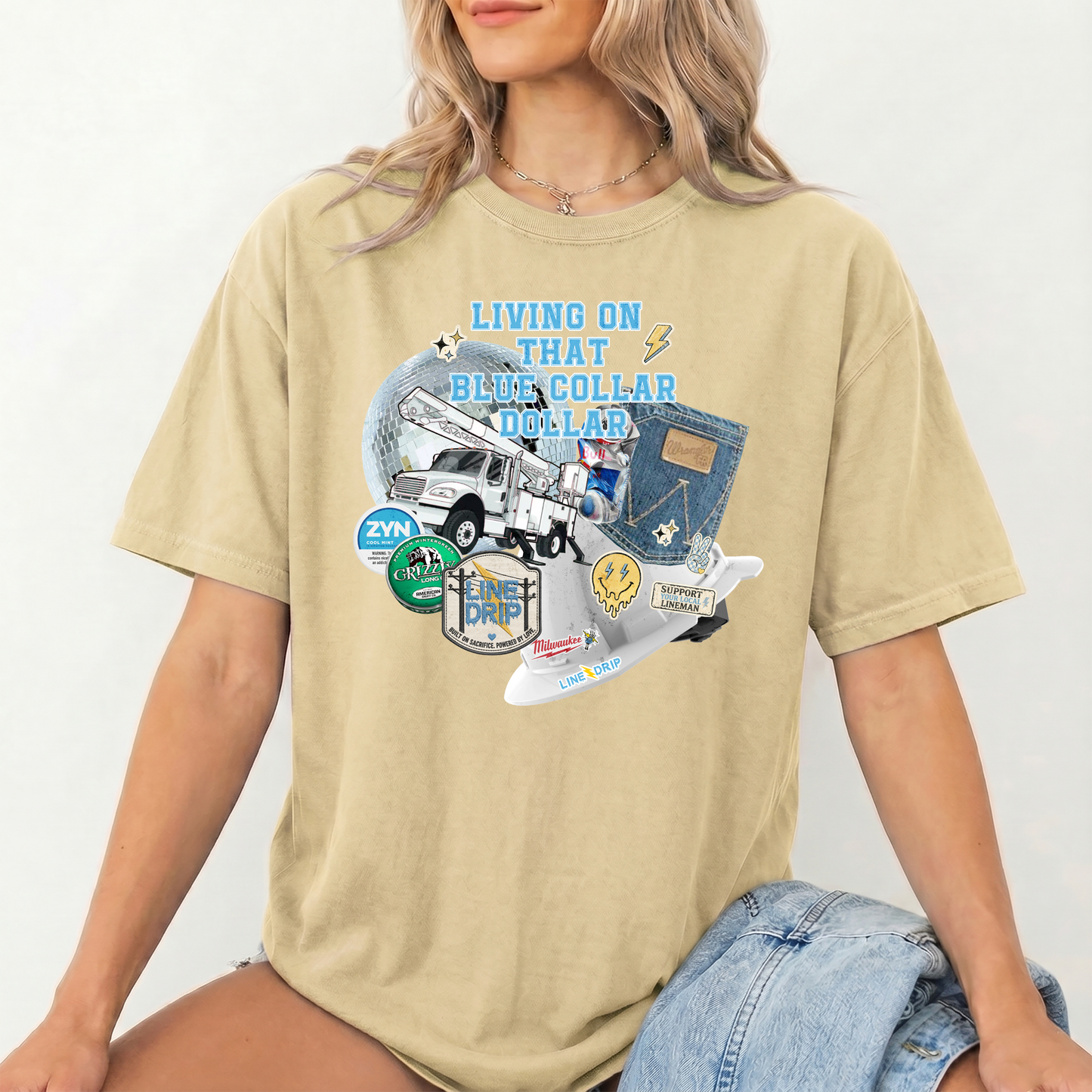 Woman's Blue Collar Collage T-shirt