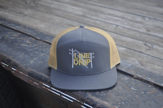 OG Line Drip Hat Charcoal with Old Gold