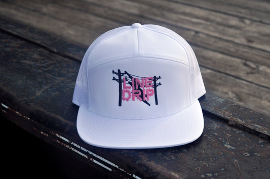 OG Line Drip Hat White/Pink