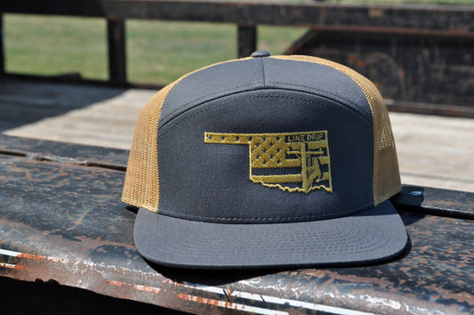 Oklahoma Line Drip Hat Charcoal/Old Gold